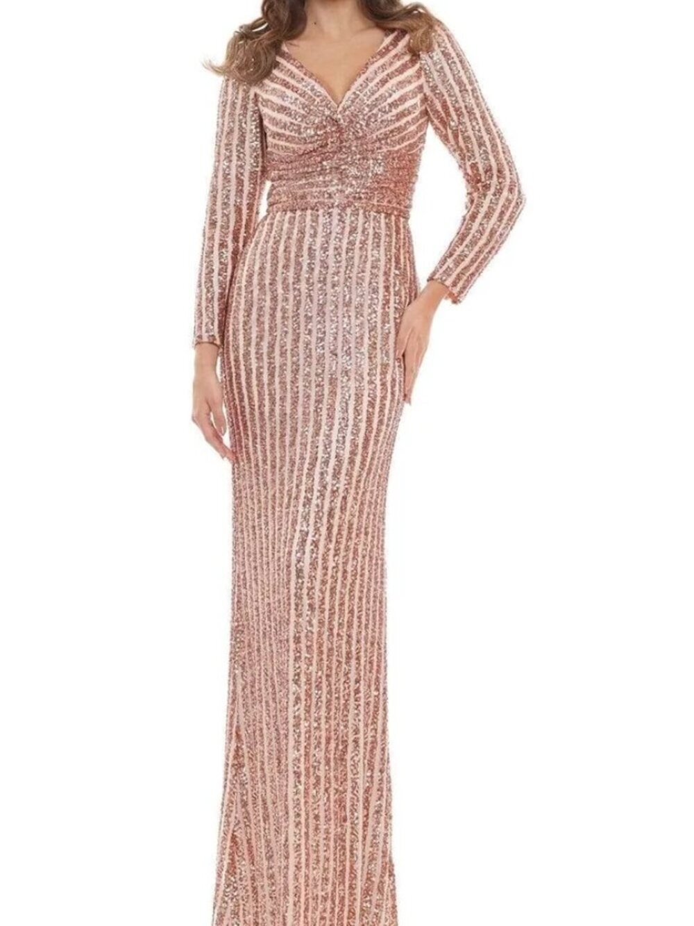 NWT Colors Dress G1042SL Sequin Mesh Mother of the Bride Dress Rose Gold Size 2